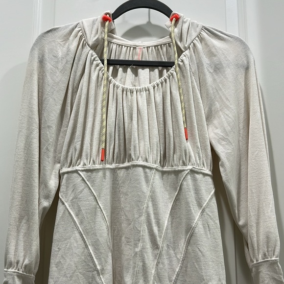 Free People Movement Look Within Layer Long Sleeve Hoodie in Cream Sz S - Picture 4 of 7